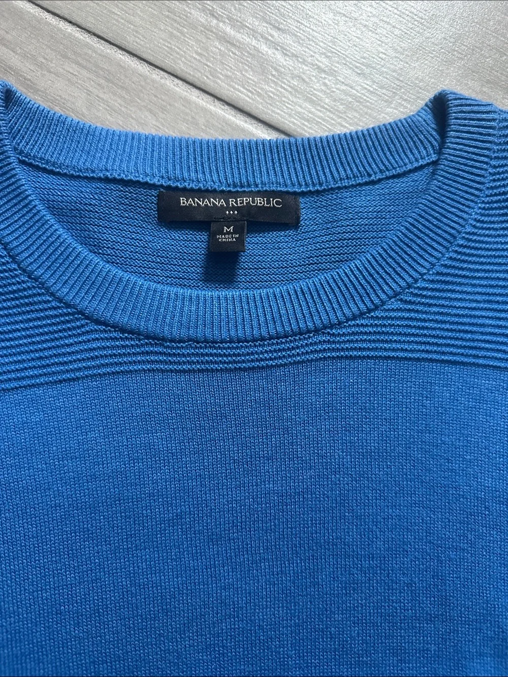 Banana Republic Men's Blue Striped Crewneck Sweater - Two-Tone Blue